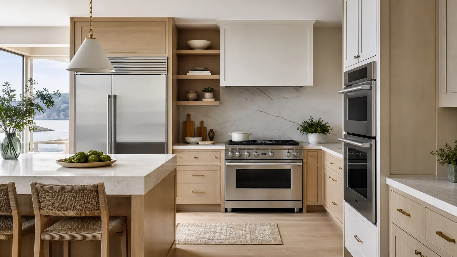 Appliance-only kitchen with integrated refrigeration and cooking equipment