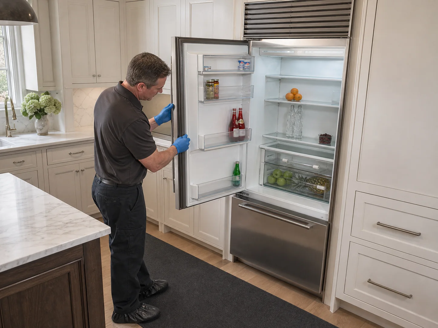 Built-in refrigerator diagnostic visit in the service area