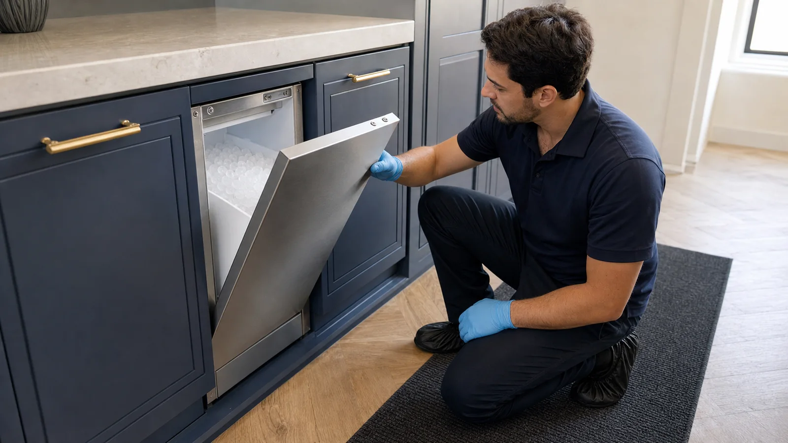 Undercounter ice maker diagnostic visit in the service area